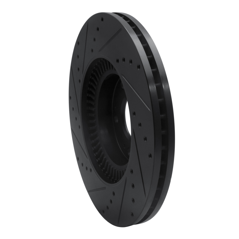 Hyundai Genesis Brake Rotor (1) - Front Right - R1 Concepts - Drilled & Slotted - Black - `09-`14